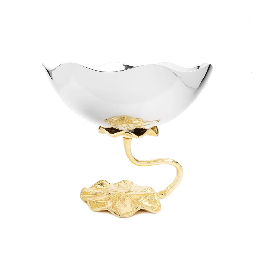 Leaf Shape Stand Noodles Bowl Stainless Steel Mirror Polished Dinnerware Tabletop Home And Birthday Parties Decorative Food Bowl