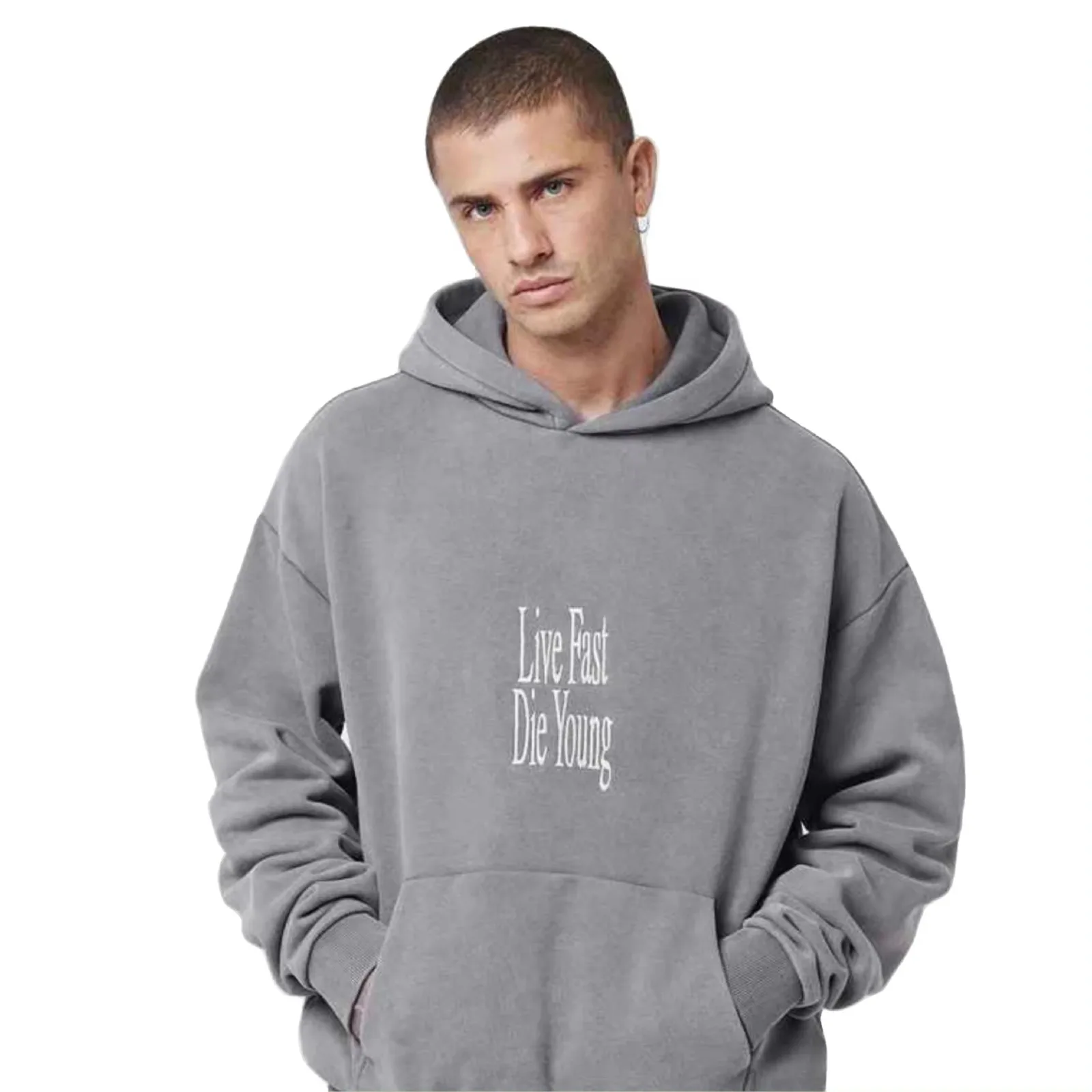Wholesale High Quality Heavyweight  Thermal 100% Cotton Fleece Plus size Hoody Luxury Pullover Puff Printing Custom Logo Hooded