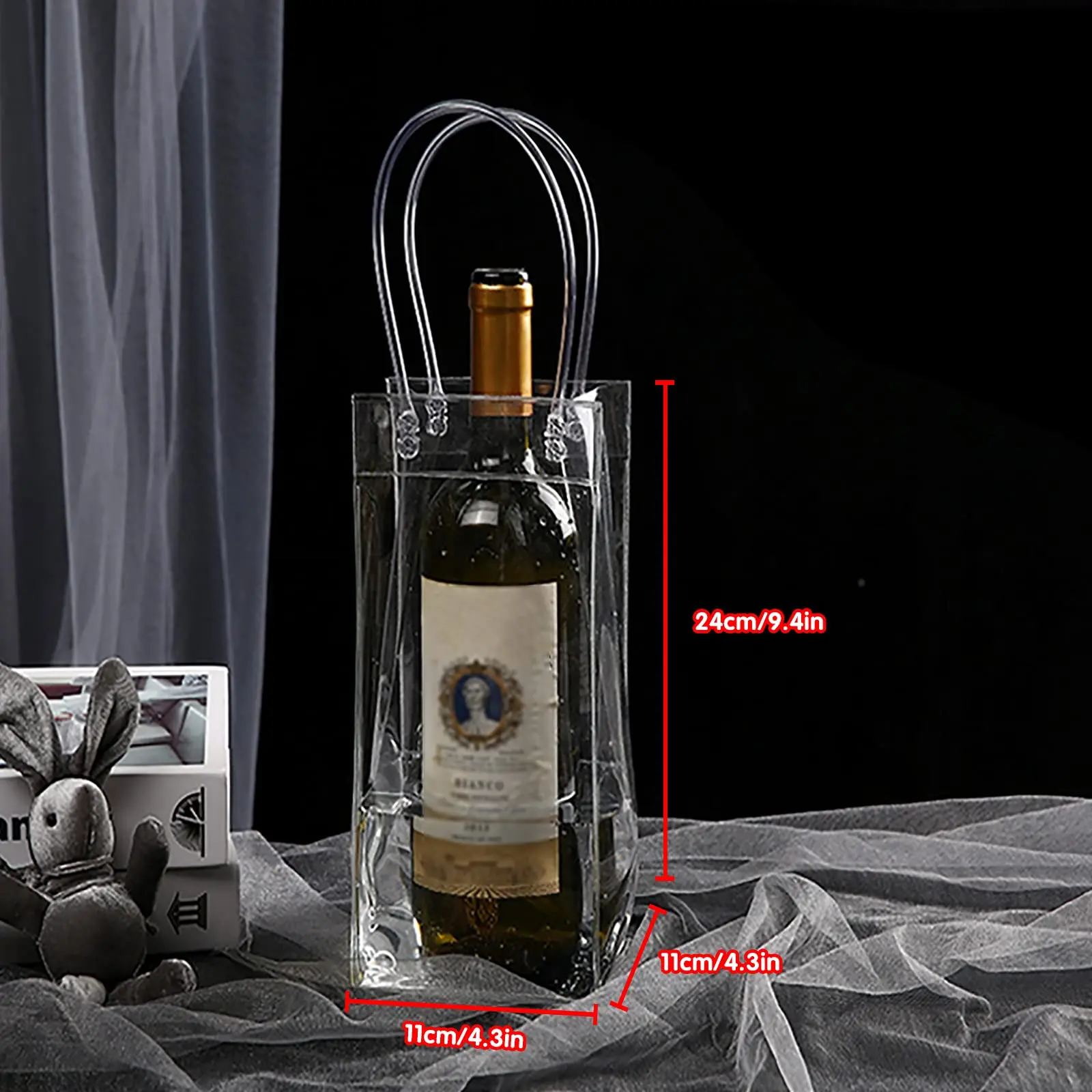 cheap Portable Collapsible Clear PVC White Wine Chiller Ice Bag and Wine Ice Bag for Outdoor Party Cold Beverage