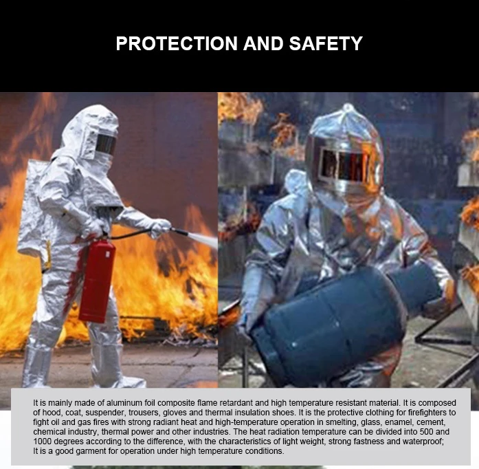 Approved Anti Heat Anti Radiation Firefighter Clothing Aluminized Outfit Insulation Clothing for unisex