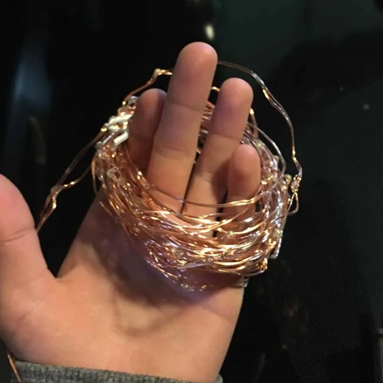 2M 20LEDs CR2032 battery powered led pure copper wire mini string lights