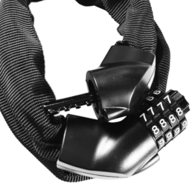 A patented bicycle chain combination lock from Taiwan, featuring anti-cutting properties, suitable for with two-wheeled vehicles