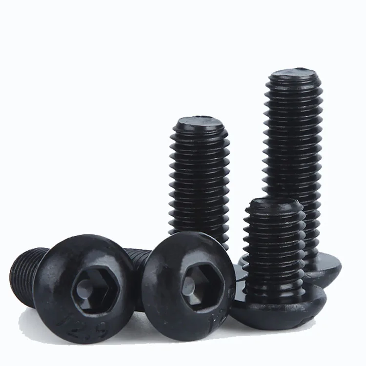 Fastener Factory Black 304 stainless steel half round head Hexagon socket bolt ISO7380 pan head screw