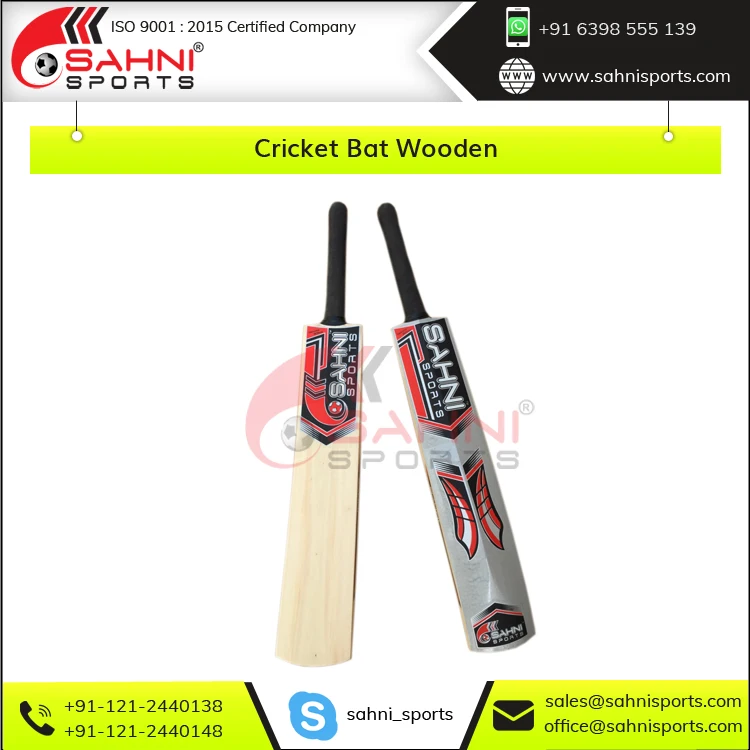 Top Quality Poplar Willow Made Well Crafted and Shape Short Handle Wooden Cricket Bat for Tennis Ball, Wind Ball & Plastic Ball