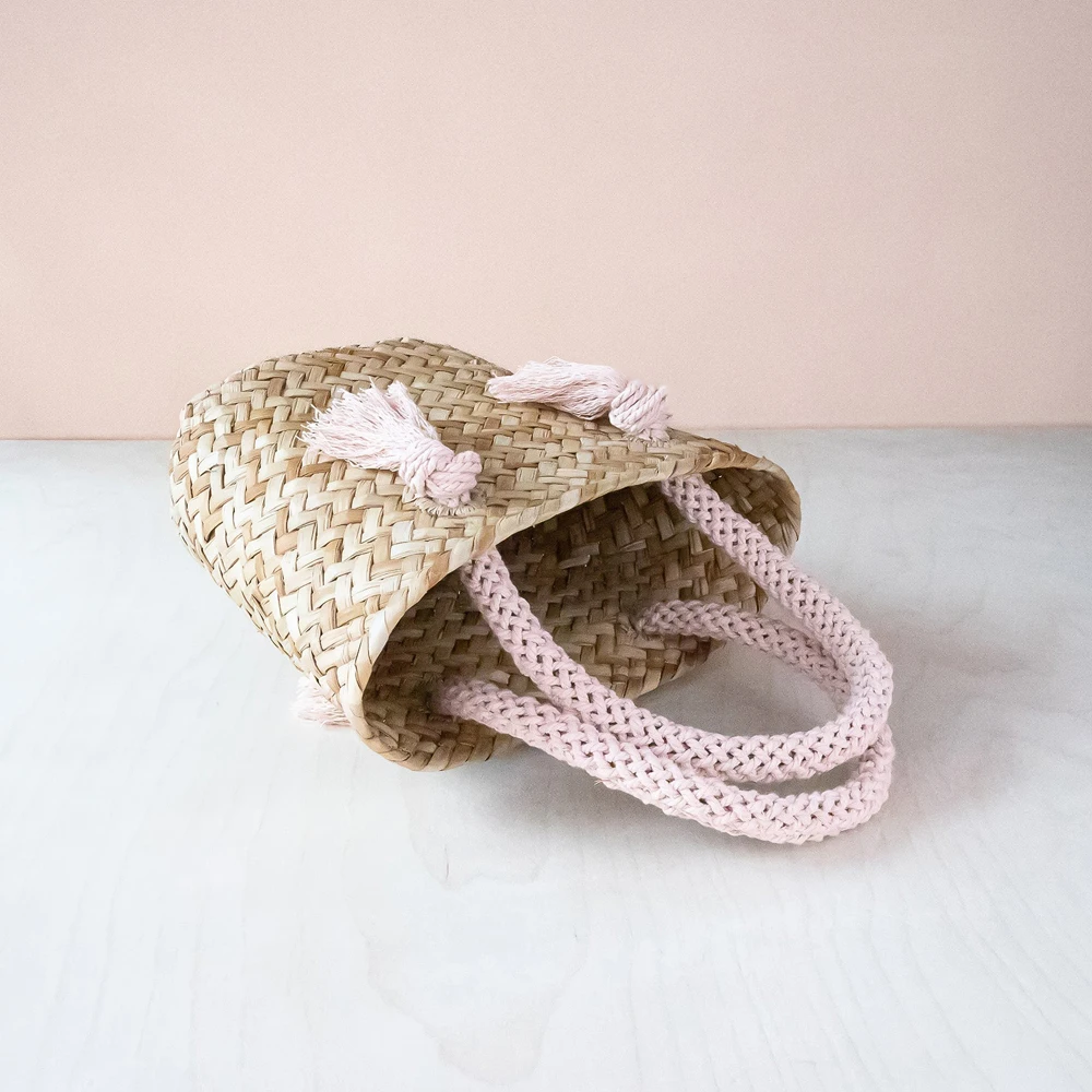 Seagrass Summer Beach Bag Mix Cotton Handle Wholesale From Vietnam Women Handbags Beach Accessories