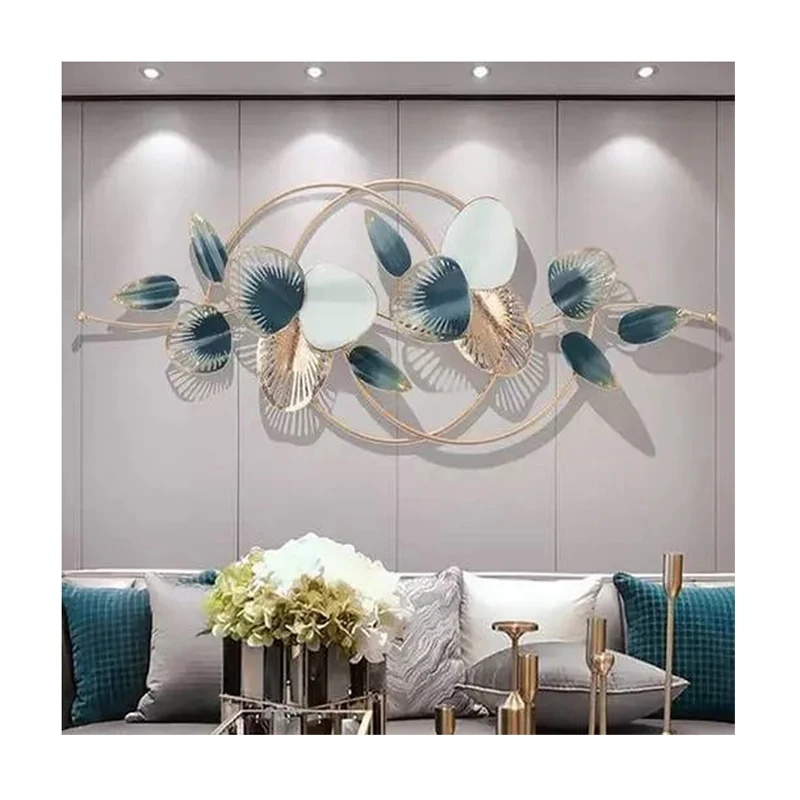 Amazing Design Ginko Leaf Metal Wall Hanging Decor Gold Iron Interior Living Room Frame Art Hanging Flower Metal Wall Decor