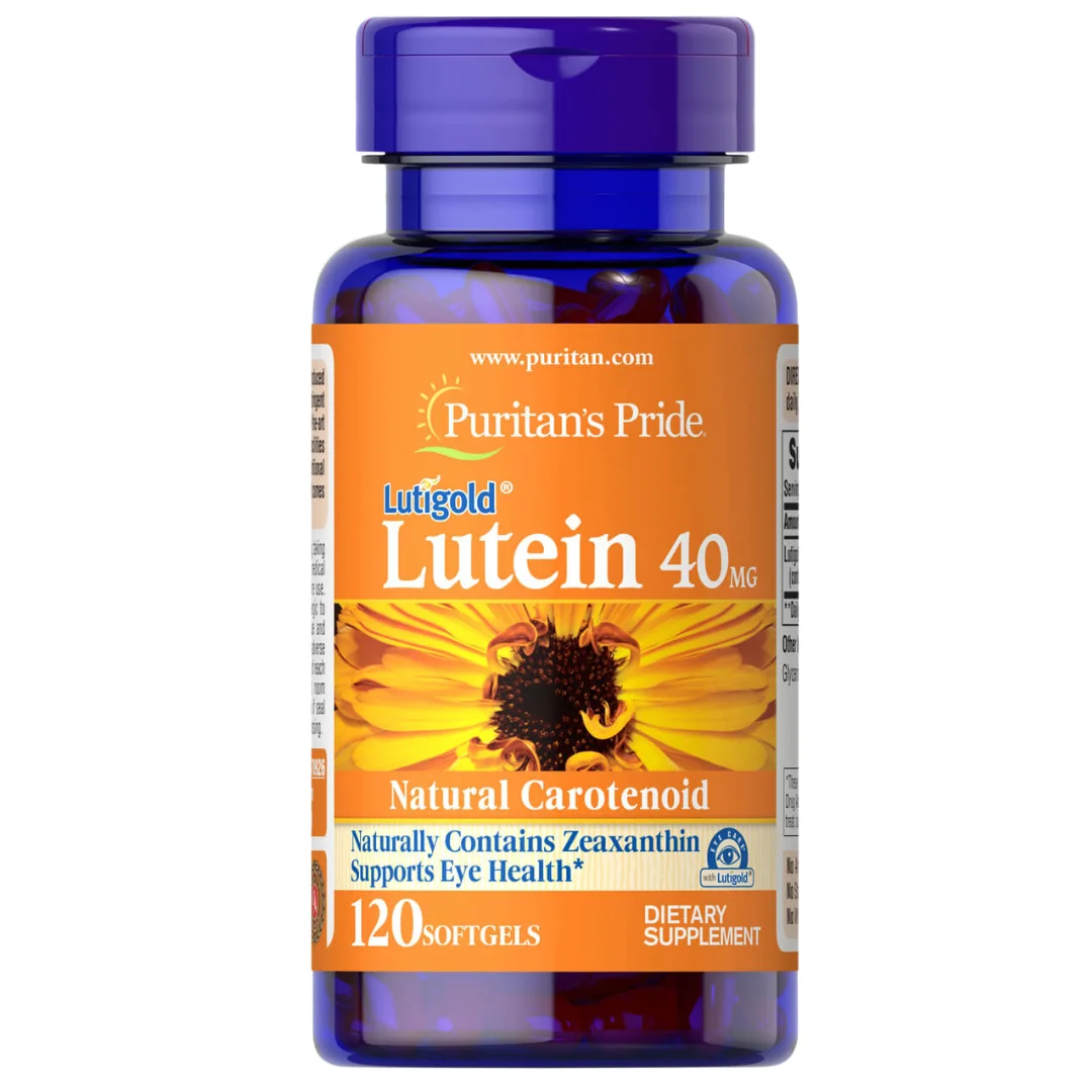 Puritans Pride Lutein Lutigold 40 mg with Zeaxanthin 120 Softgels Eye Care Antioxidant Eye Health Vitamin Supplement Made in USA