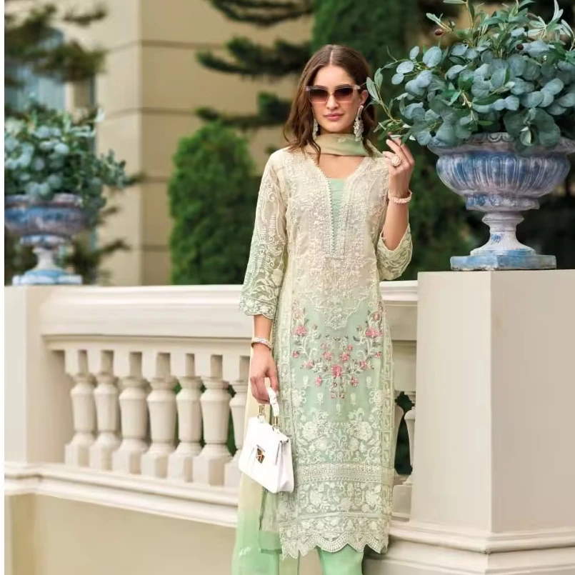 Heavy soft organza Salwar suit with Embroidered work, Pakistani Salwar Kameez Dupatta Dress, Wedding function wear salwar suit.