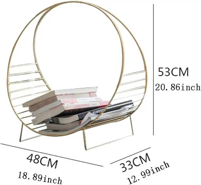 Racks Newspaper and Magazine Rack, Iron Art Books and Newspapers Storage Shelf Desktop Shelf Small Bookshelf (Color : Gold)