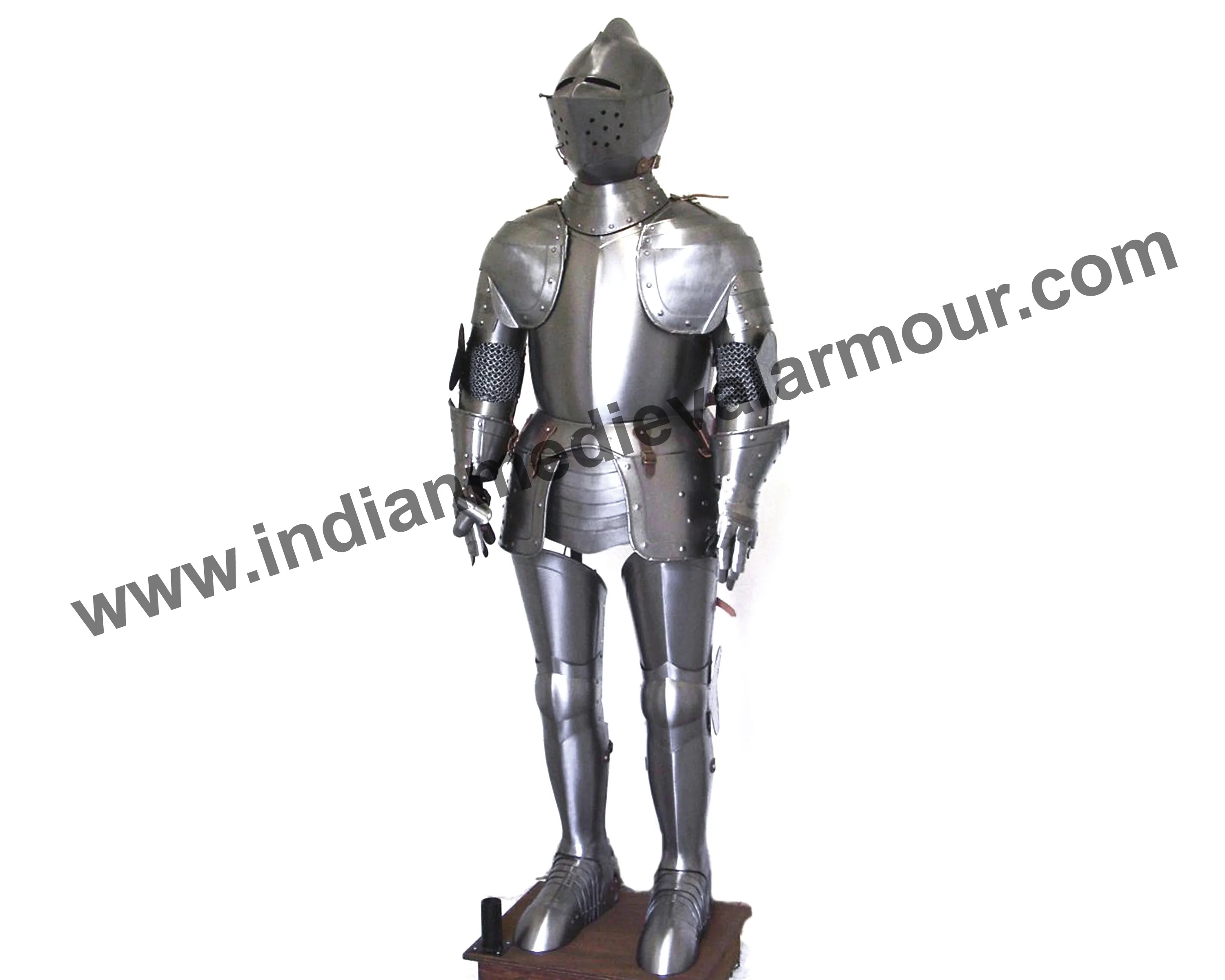 Metal Full Body Armour Suit Combat Wearable Steel Costume with Display Stand Full Body Length Medieval Armor European Knight