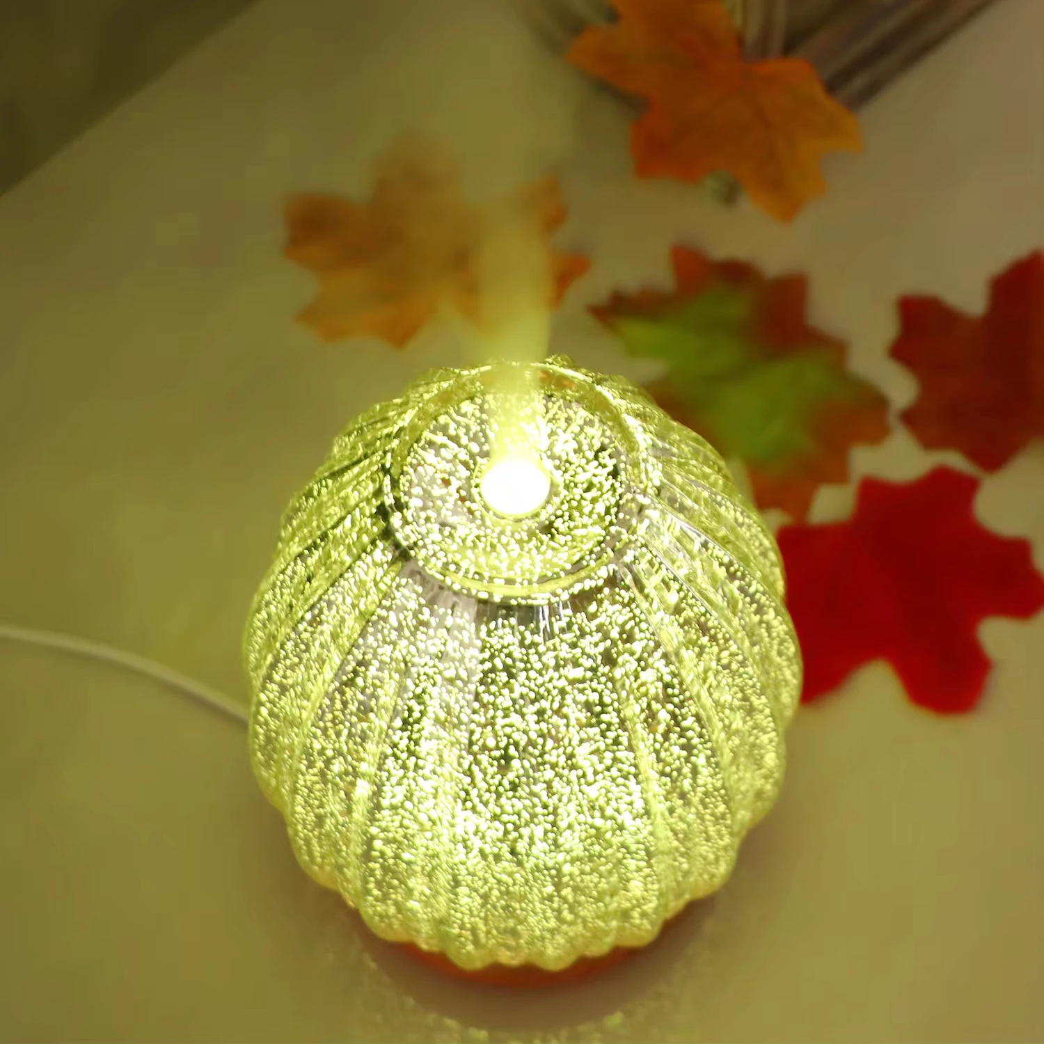 Vase shape essential oil aroma diffuser 3D glass electric ultrasonic diffuser humidifiers for living room light changeable