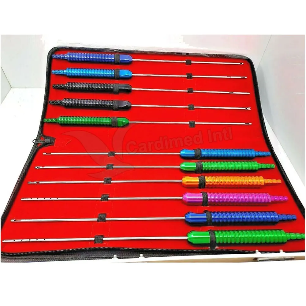 Liposuction Cannula Complete Set Of 10 Pieces Plastic Surgery Cannula With Suction Handle For Sale
