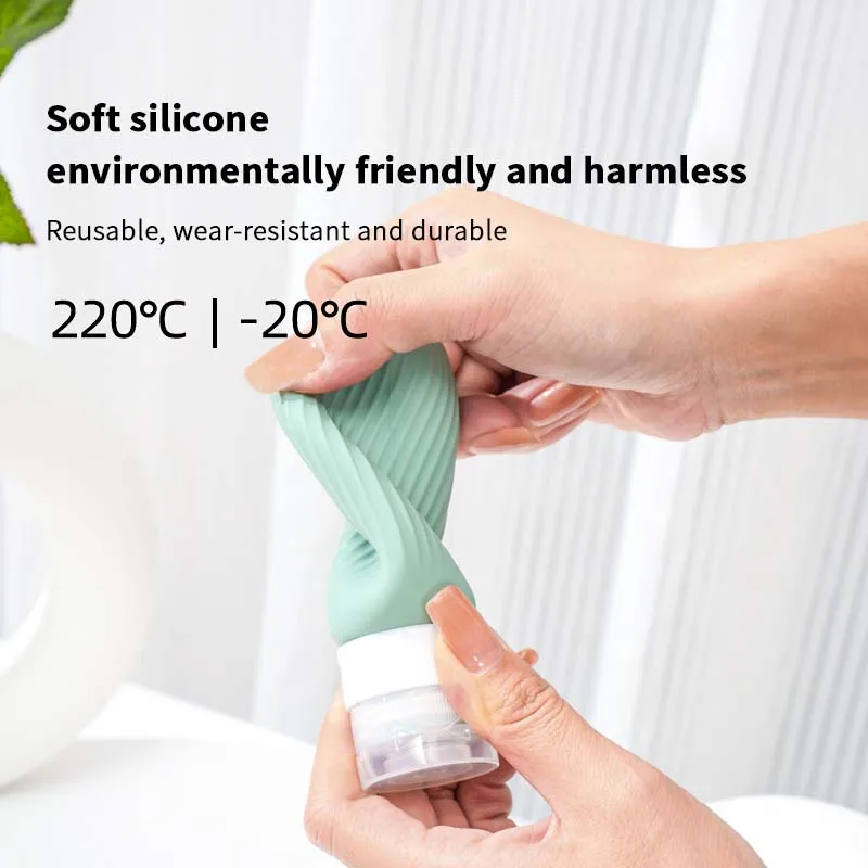 Eco-Friendly Clear Silicone Travel Bottles with Suction Cup Bases - Compact, Portable, and Leak-Resistant for Air Travel