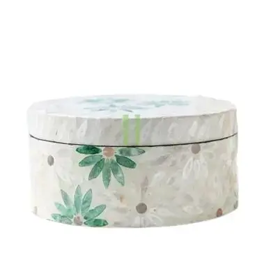 Best Selling Round Box Mother of Pearl Inlay Storage Chocolate and Jewelry Customized Box Display Handmade in Vietnam