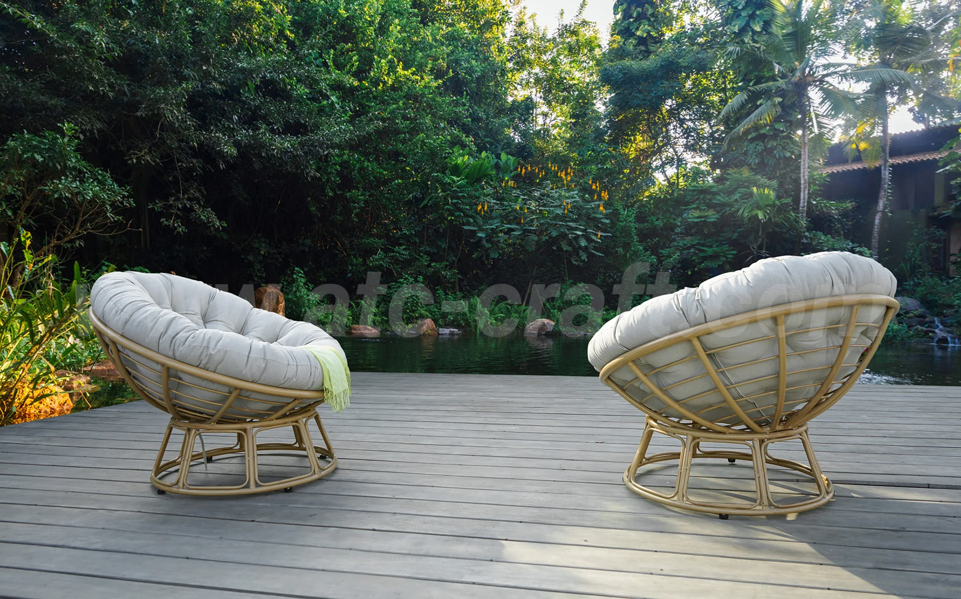 Круглое кресло из ротанга для отдыха расслабляющее уличное Papasan патио сада гостиной