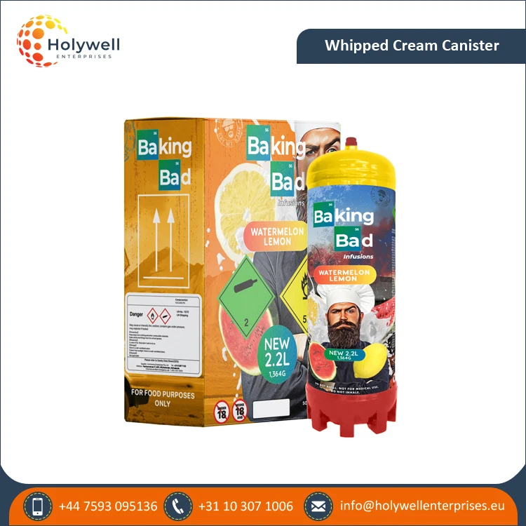 Hot Sale of Dessert Making Baking Bad 2.2L/1364g Watermelon Lemon Flavour Whipped Cream Charger with Custom Logo Available