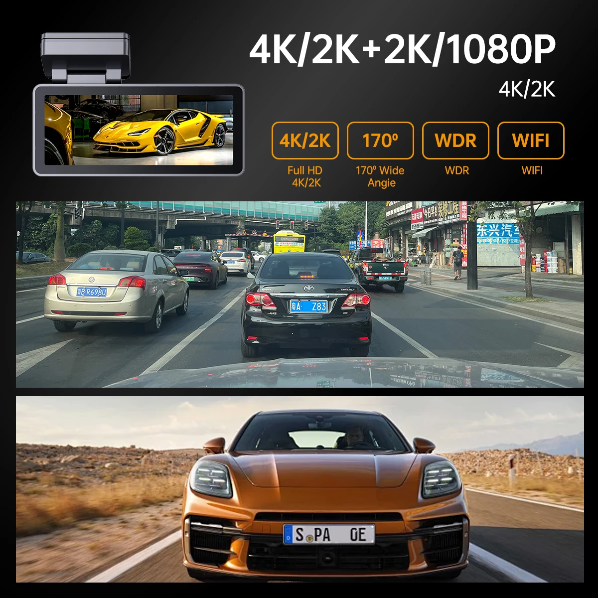 Двухканальный Автомобильный видеорегистратор 4k wifi GPS автомобильный черный ящик 4g lte Dash Cam G-датчик ночного видения Черный Ящик