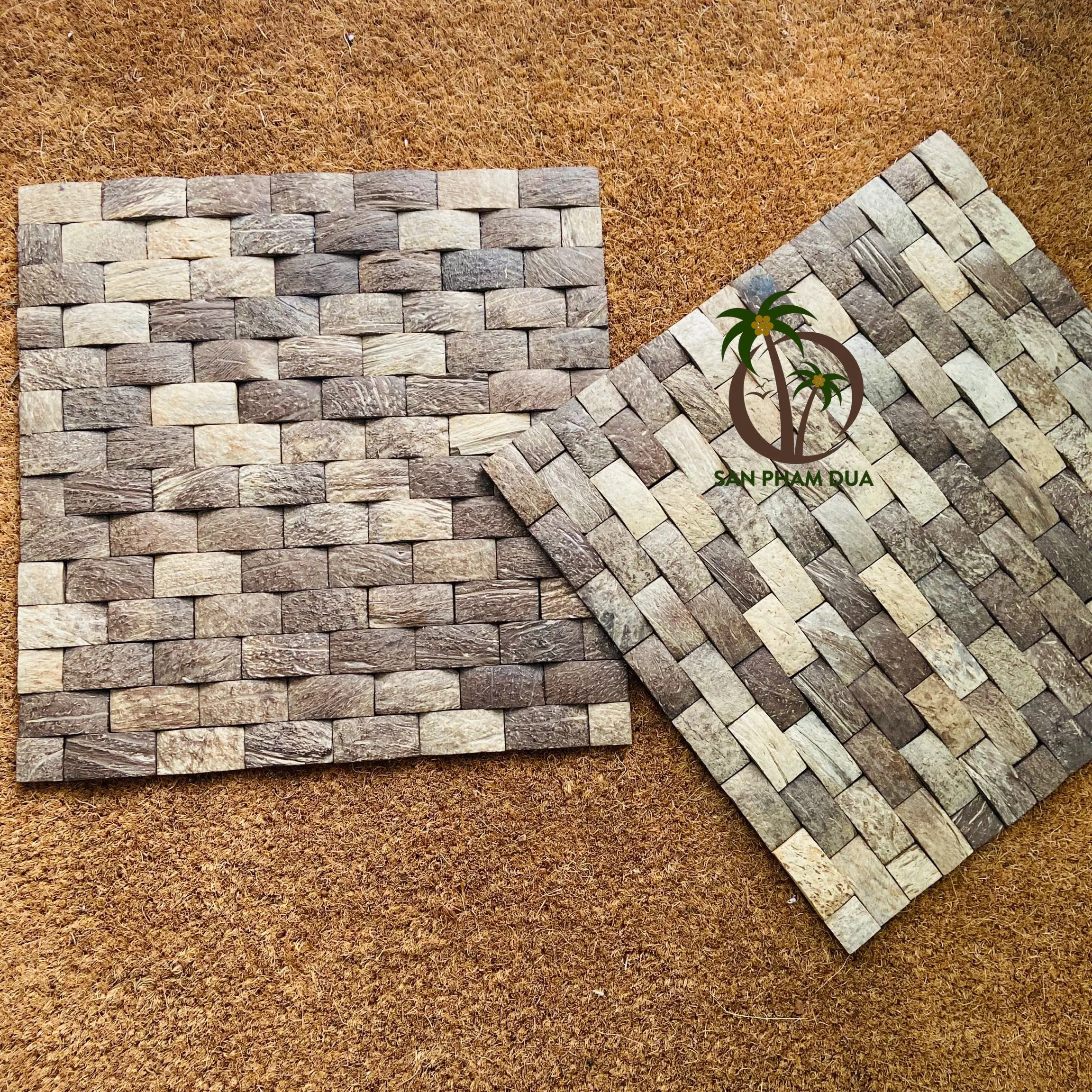 BEST SELLER NATURAL COCONUT SHELL PANELS/ NATURAL COCONUT SHELL WALL PANEL IN COCO - ECO VIETNAM