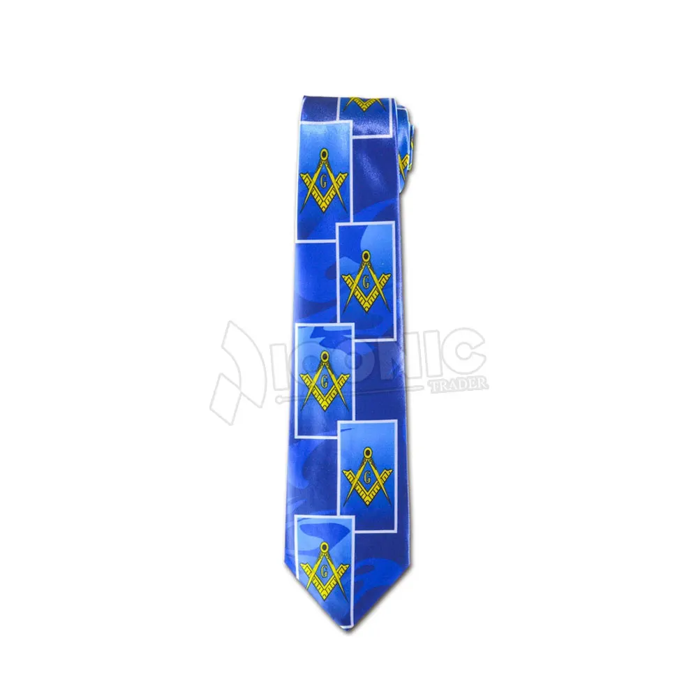 Men Silk Masonic Customize Regalia Tie Blue Color Logo Printed Men Best Sale Regalia Tie For Online Sale