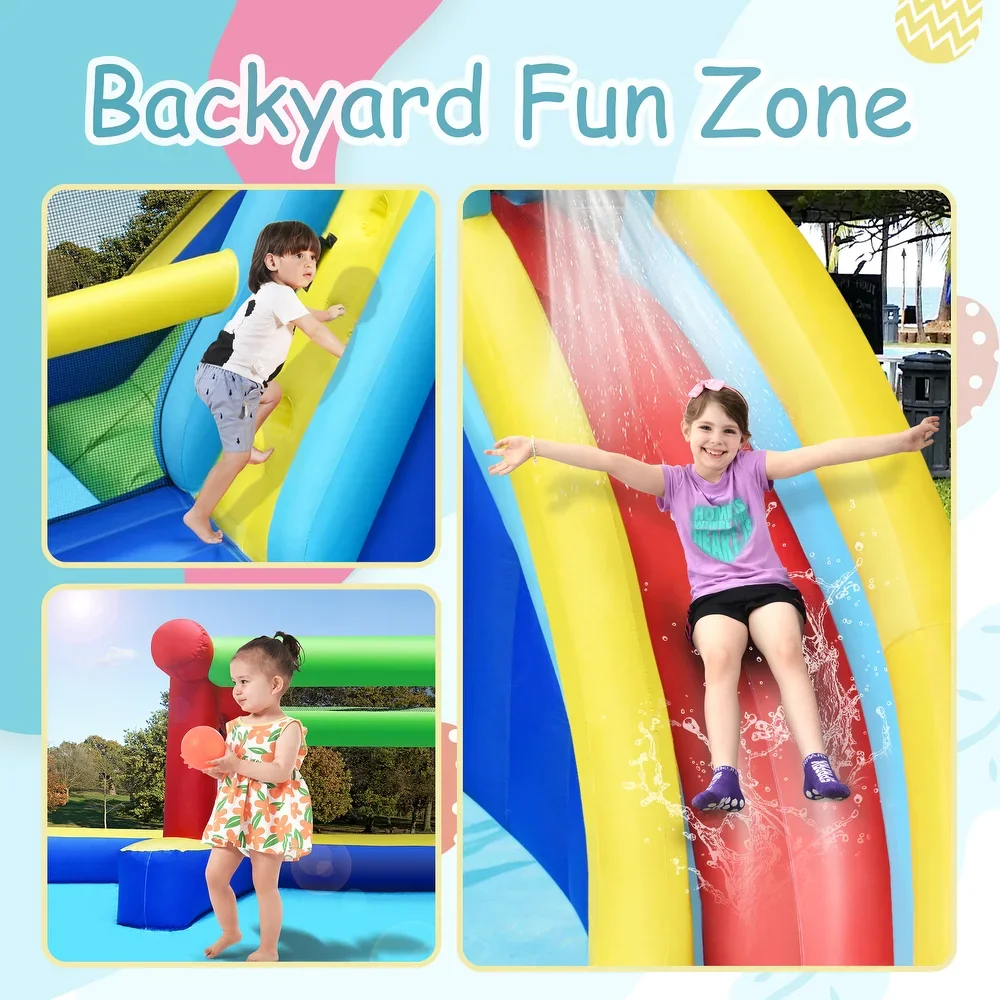Inflatable Doctor Dolphin Playground Backyard Fun Zone Wild Water Park Games With Pool slide