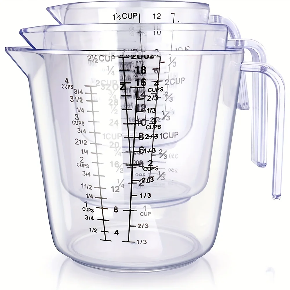 150-1000ml 17*13cm Transparent Brown Kitchen Liquid Double sided Measuring Cup BPA Free Plastic Measuring Cups Set Baking Tools