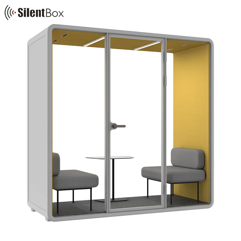 Office pods model SL-2 person booth multiple interior colors available acoustic cabin for office division