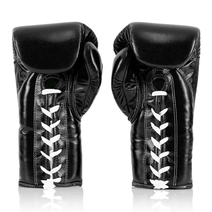New Design Muay Thai Fairtex Boxing Gloves Custom Made Genuine Leather Boxing Gloves Lace Up Black Custom Boxing Gloves