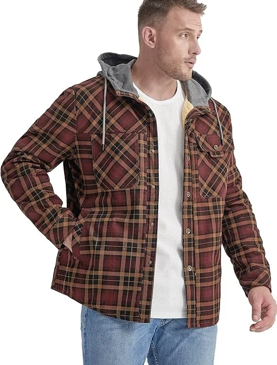 100% Cotton Heavyweight Autumn Winter Long Sleeve Buffalo Plaid Flannel Shirt Jacket for Men Clothing Checks Overshirt Jacket