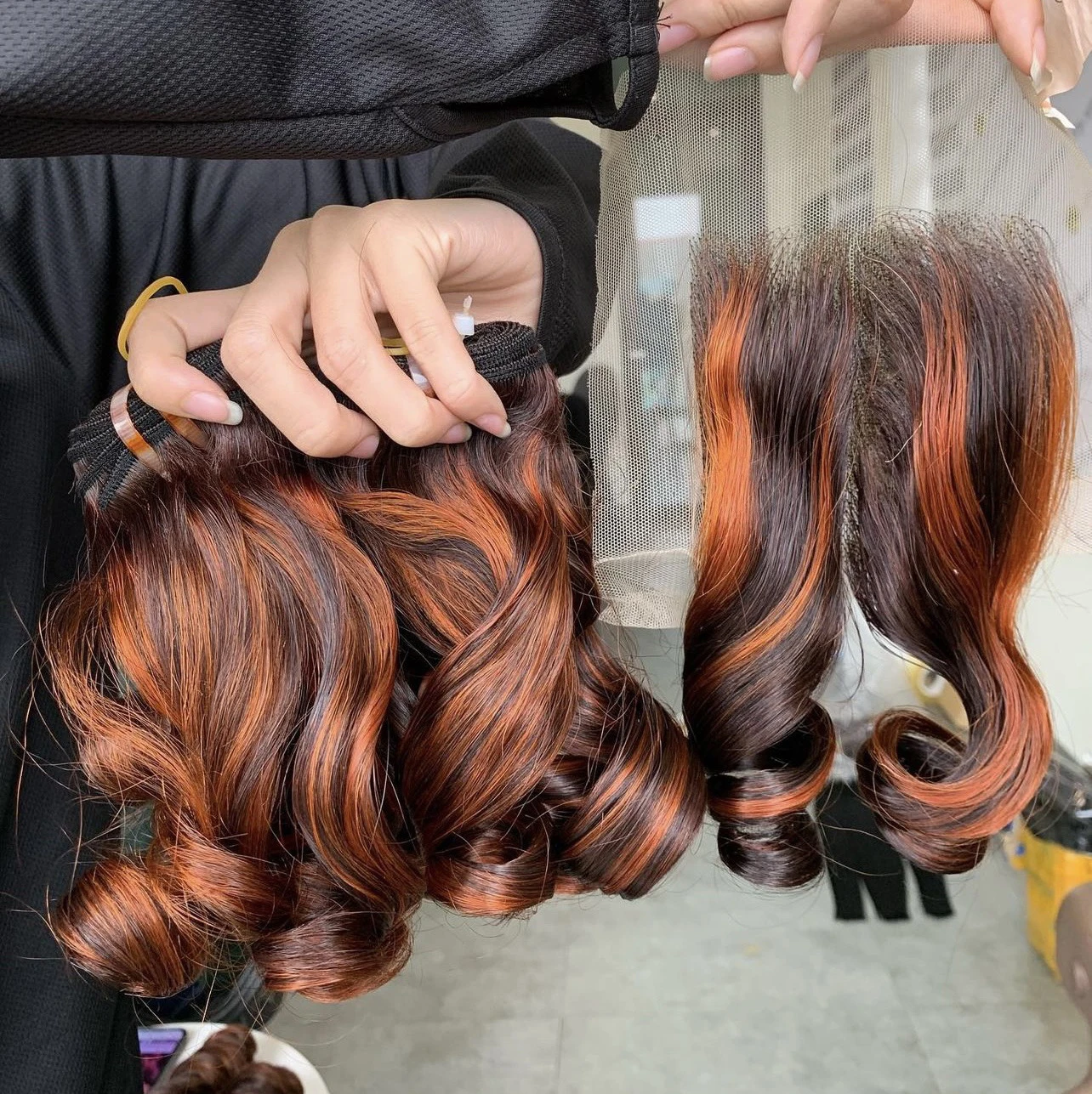 High Quality 4x4 New Hairstyle Ombre Natural Black Dark Brown 100% Vietnamese Human Hair Closure Long Straight Wigs Lace Toupee