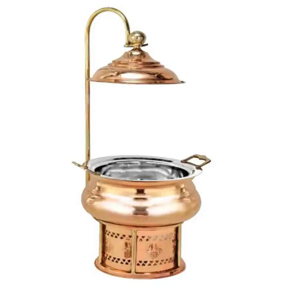 chaffing Supply Arabic Gold Finishing Food Serving Pot Wedding Display Dish Catering Equipment Pot with Hammered Lid Hot Selling