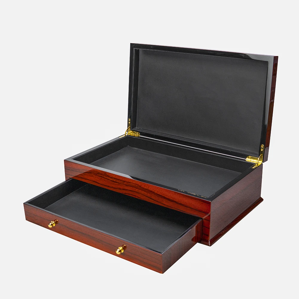 Luxury Rosewood Wood Grain Lacquer Wooden Gift Box for Valuables With SABER Certificate
