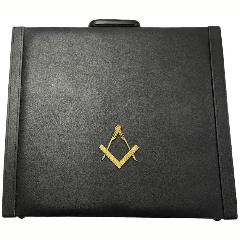 Hot selling new design Masonic regalia soft leather case with square and compass center Briefcase