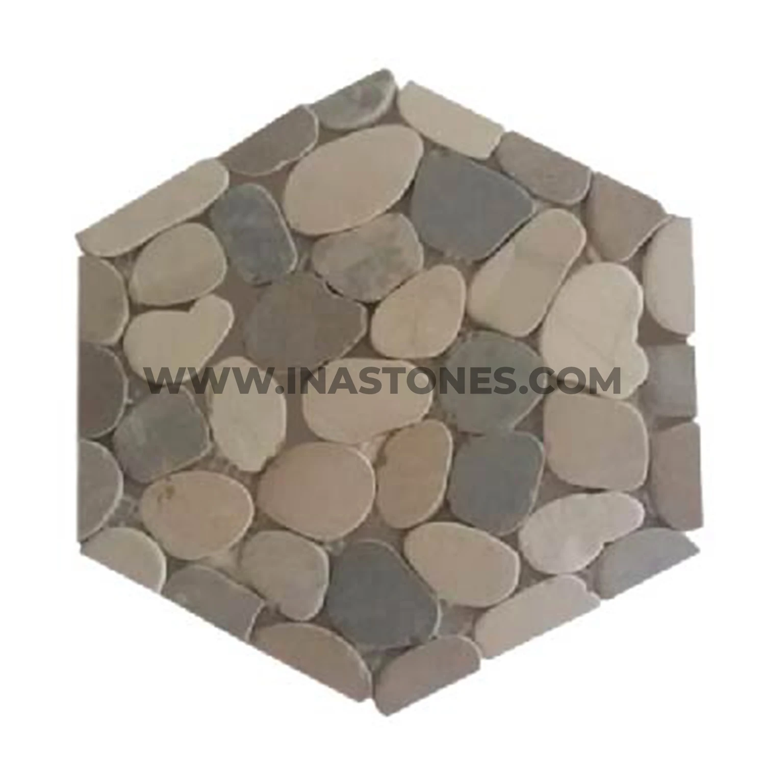 Bold Mixed Color Hexagon Pebble Wall and Floor Tiles