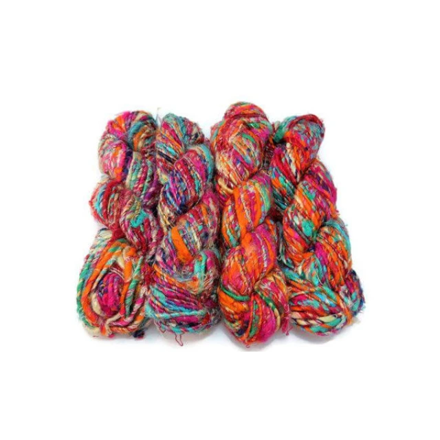 recycled cotton and banana silk yarn available in beautiful color in 100 gram skeins suitable for knitting and for yarn stores