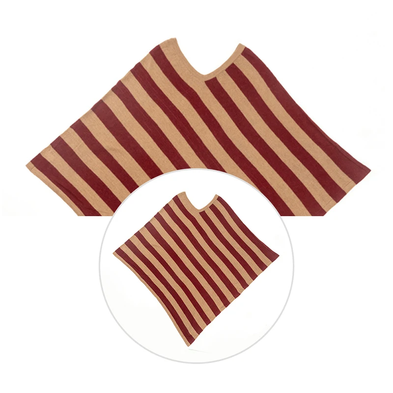 Wholesale Popular Thin Ponchos for Ladies Custom Brand Logo Printed Strip Pattern Decorated with Fur Lace for Beach Wear Spring