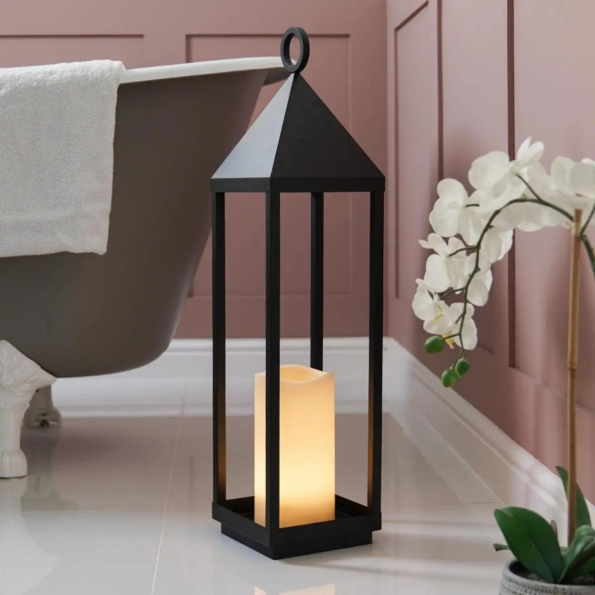 Festive Lights Outdoor Tall Oslo Candle Lantern  Black Frameless Decorative Led Light Garden Decoration At Reasonable Price