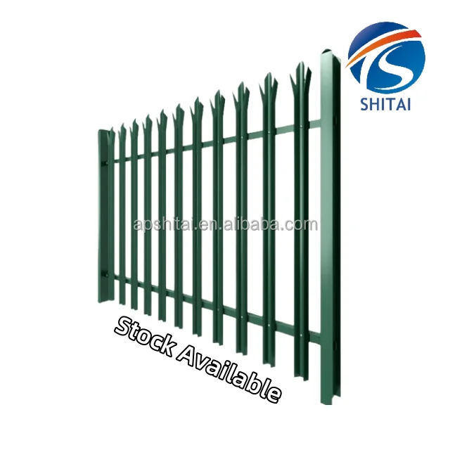 High security green powder coated palisade fence wrought iron euro fence anti-rust europe style palisade fence for selling