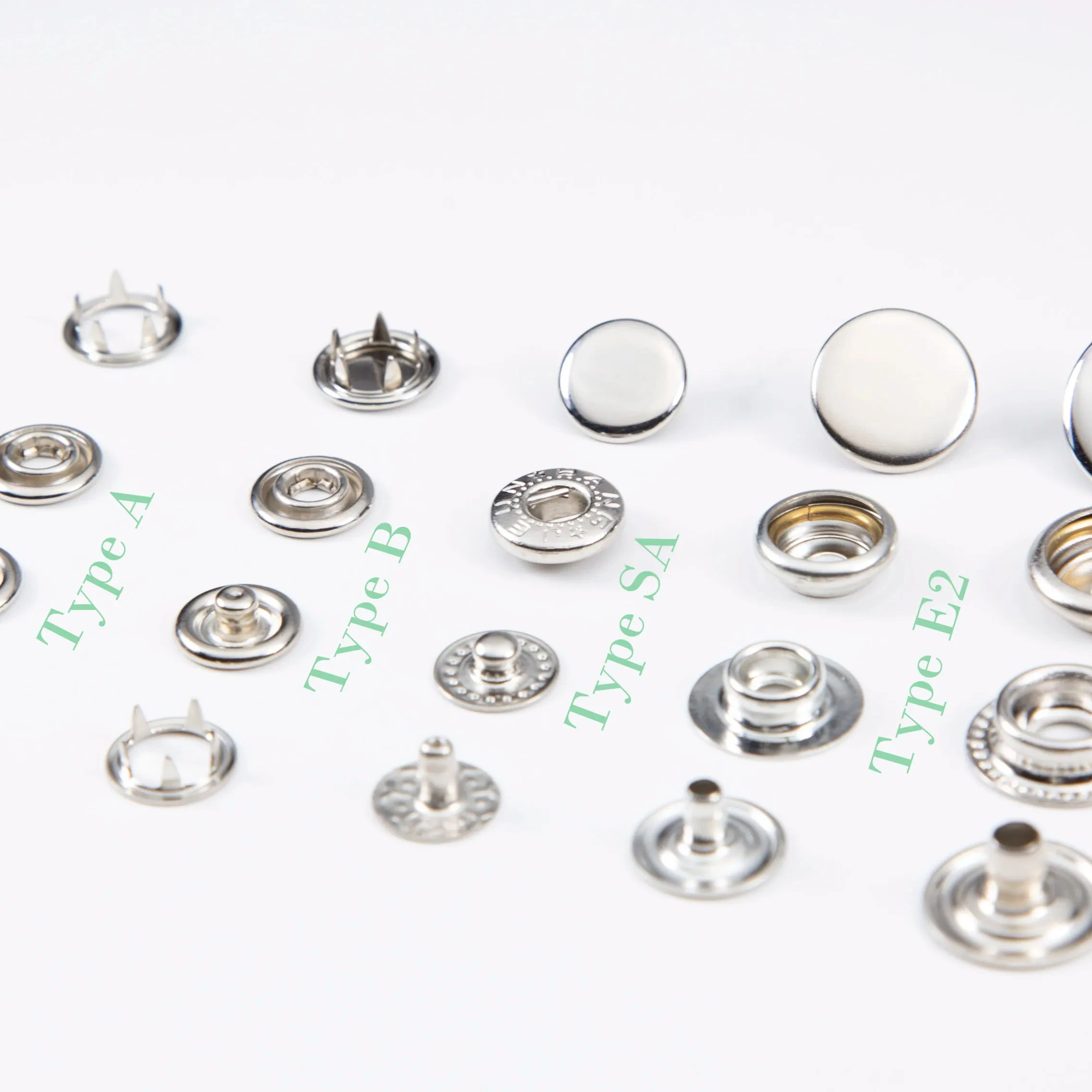 15mm 4 part Metal Silver Snap Button Fastener for Jacket Bag Closure