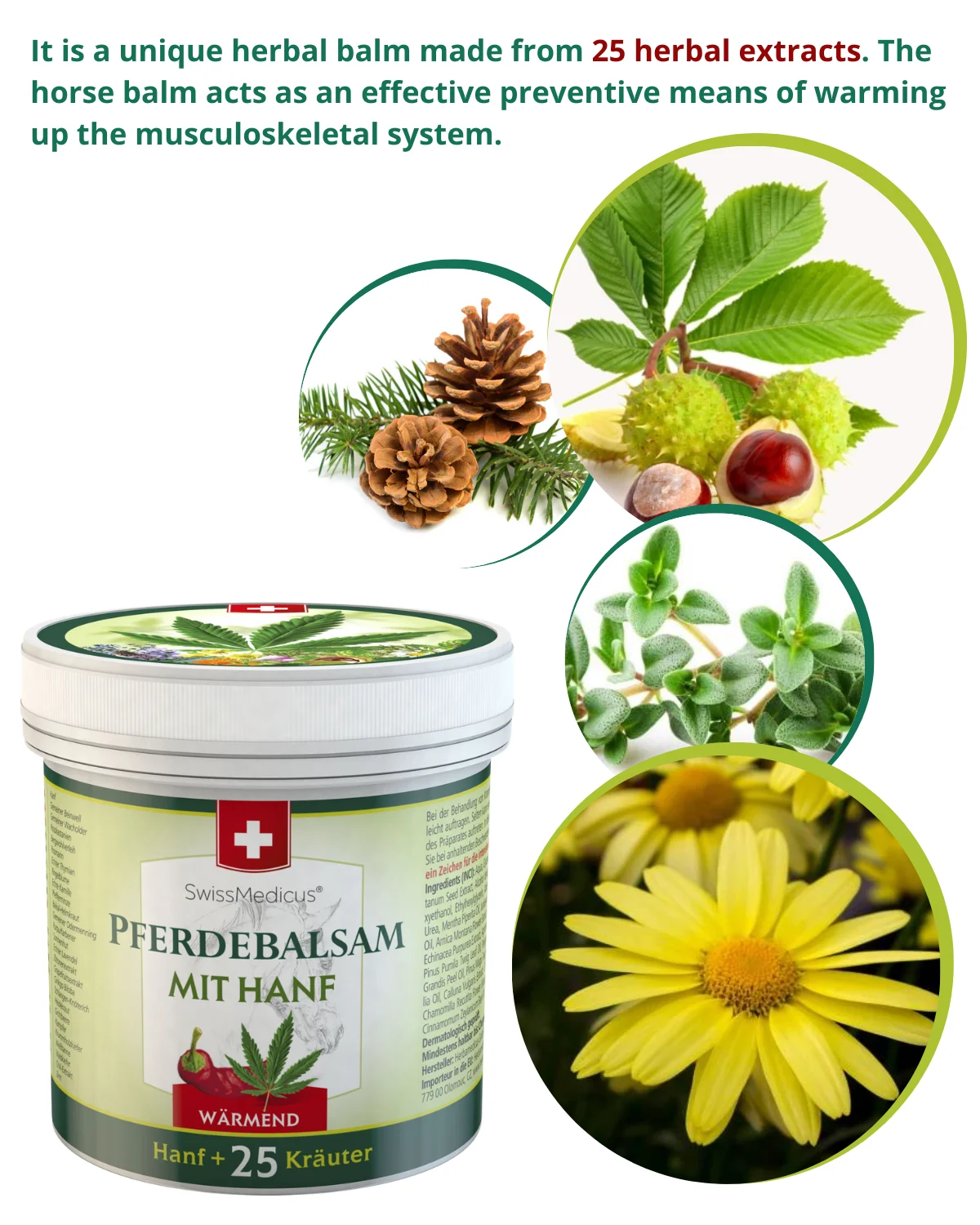 Amazon Best Seller SwissMedicus Pferdebalsam with hemp warming for joints & muscles, Swiss quality, Pain relief cream, 250 ml