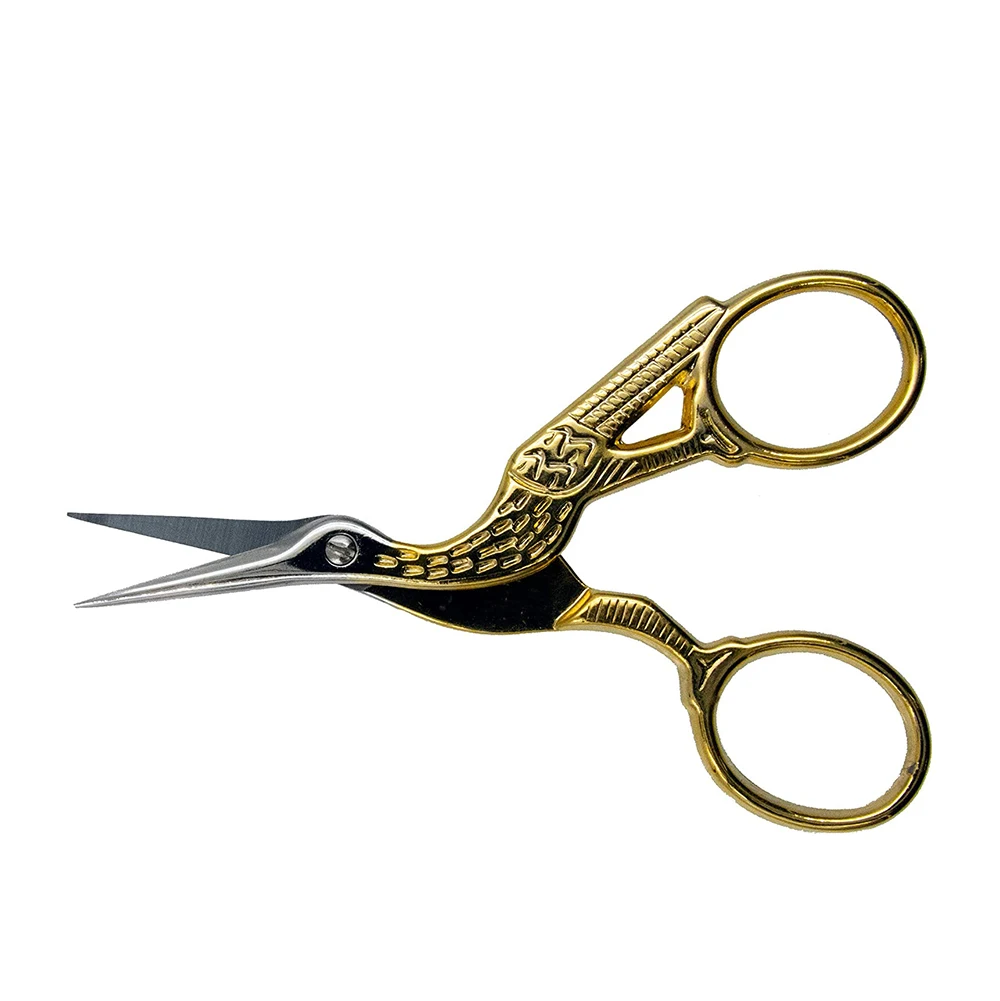 Half Gold Handle Embroidery Scissor Big Crane Scissor Handmade German Stainless Steel Small Scissors