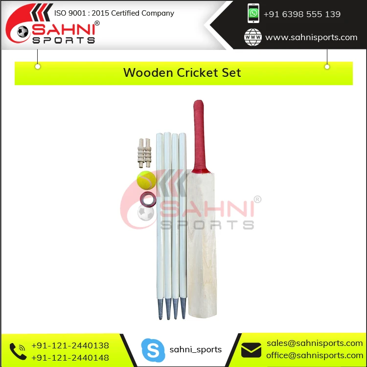 Best Selling Premium Quality Customized Popular White Willow Made Wooden Cricket Set for Promotion Purpose