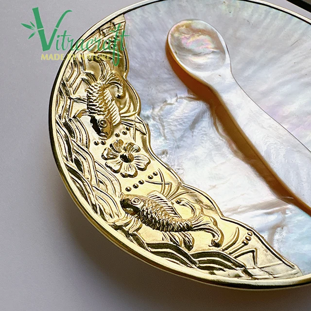Handmade plate serving Caviar eggs Made from High Quality Natural Mother of Pearl shell Perfect for serving Caviar Size 10cm