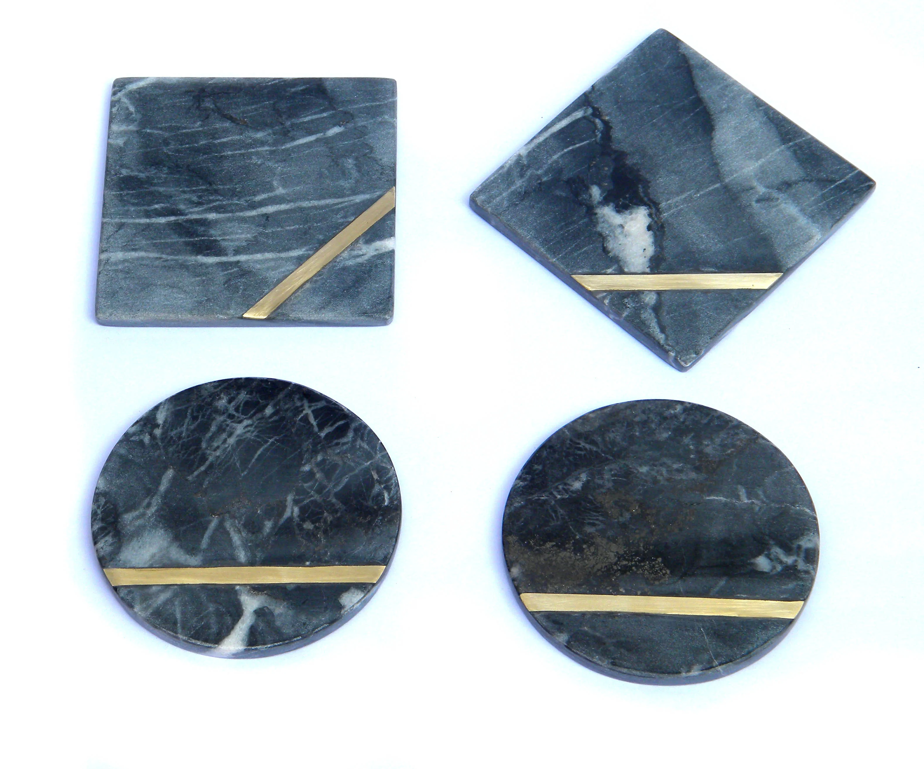 Natural Stone Slate Coaster with rough shaded edges chipped edges Coaster Set Black Color Round Shaped Premium Stone Rough