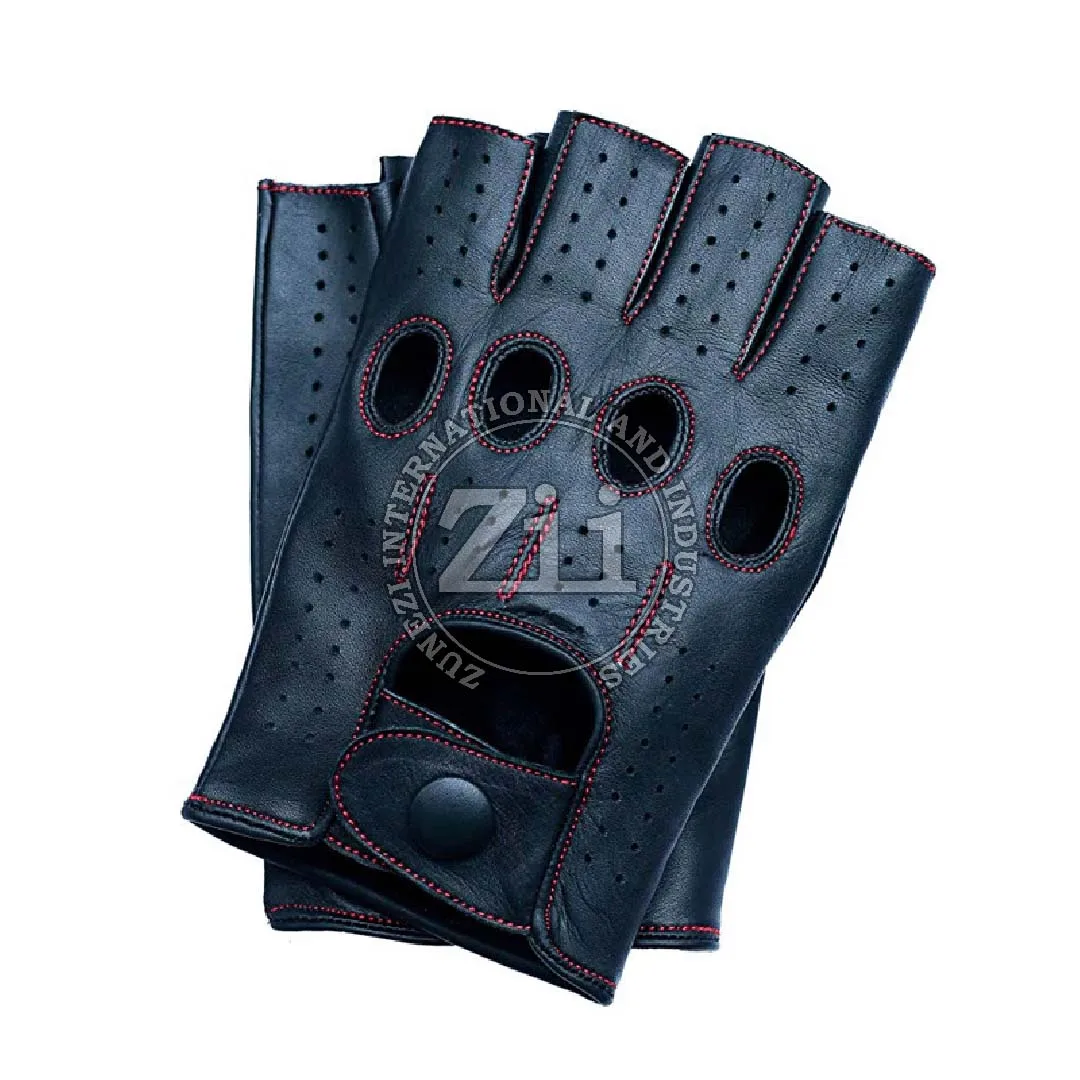Fingerless new fashion without lining half finger deerskin leather driving gloves for women