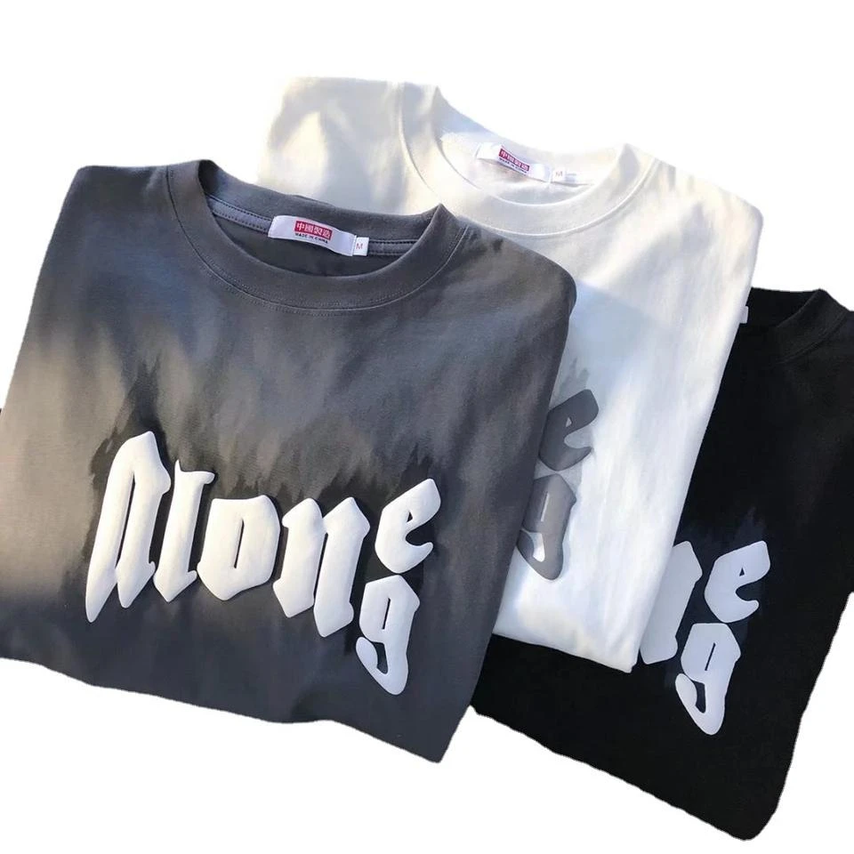 2024 Cotton Custom Picture And Design Brand Blank 3D Puff Printing 100% Cotton Oversize T Shirt Unisex