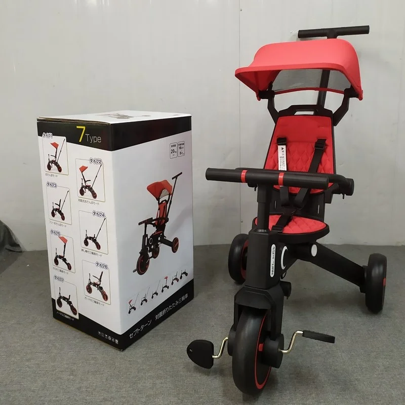 BEBELUX SL-168 Folding Adjustable Baby Tricycle Stroller Bike Baby Tricycle 360 Seat Rotation Baby Tricycle Bangladesh Putter