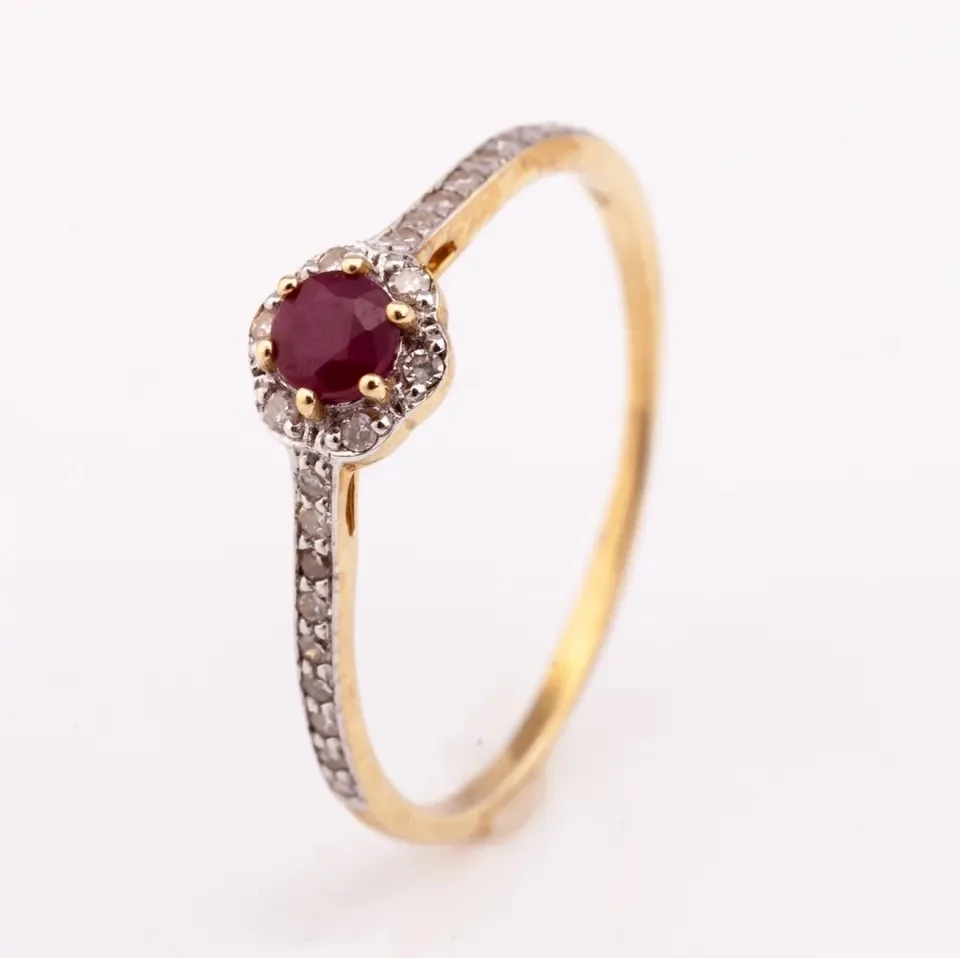 minimal natural ruby and diamond ring 14K gold plated silver 925 high quality factory price  from Thailand Manufacturer
