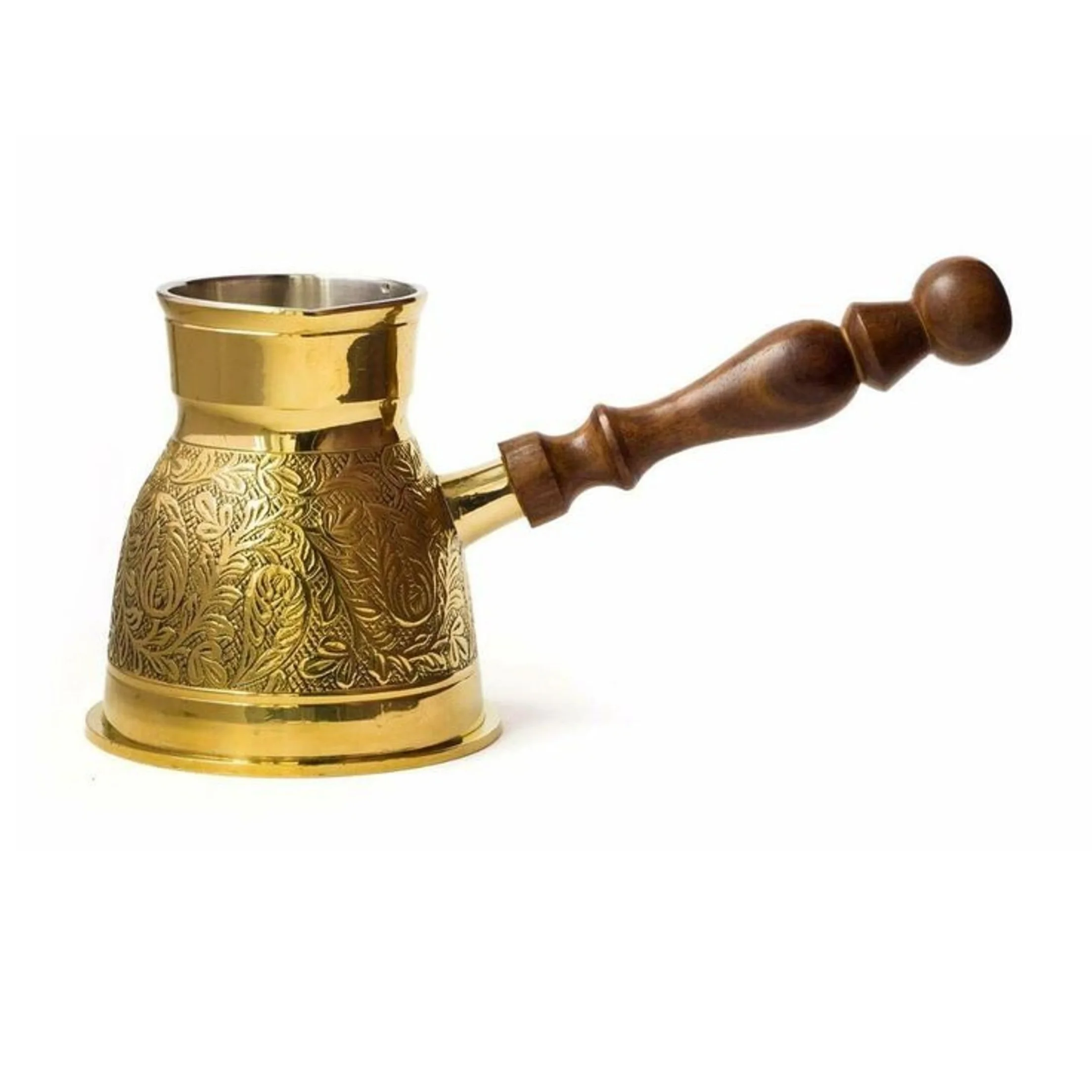 High Quality Bronze Arab Warm Milk Pot Best-Selling Turkish Copper Coffee Maker Wooden Handle Hammered Cezve Jezve Ibrik Briki