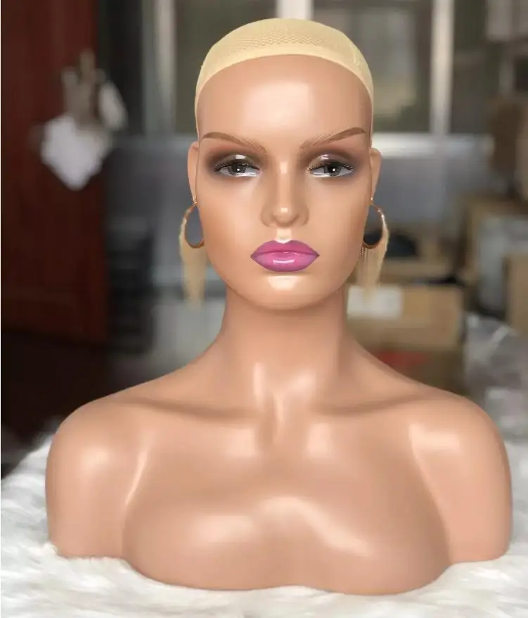 black realistic mannequin female With Shoulder mannequin head Fiberglass Jewelry And Hat Display Wigs Glasses Show Mold Stand