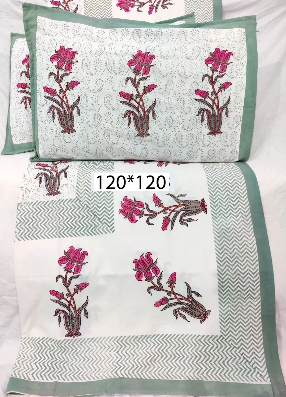 custom made 100% cotton printed bed sheets in floral patterns available in jumbo sizes of 120*120 inches